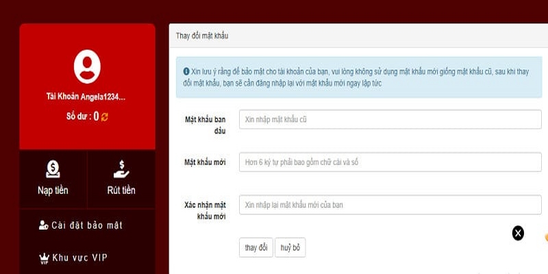 Cách đổi mật khẩu account